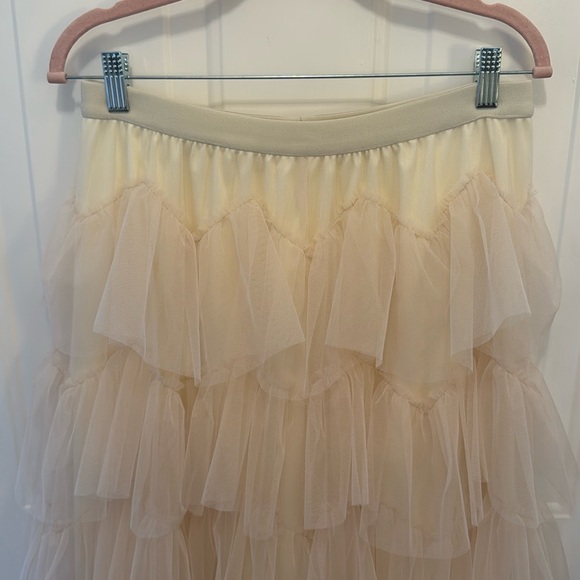 Elegant Cream Layered Tulle Skirt - Picture 2 of 7